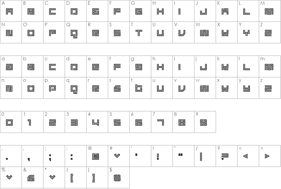 Supreme font character map preview