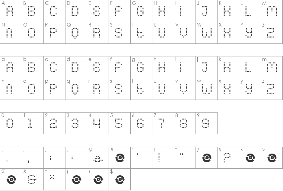 Beeper font character map preview