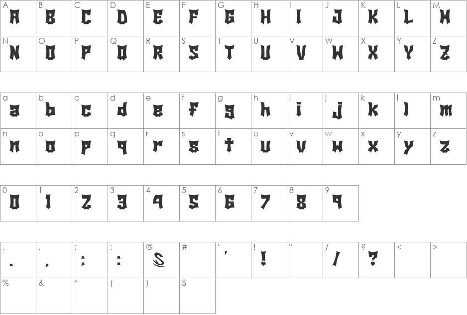 Beer Cape__G font character map preview