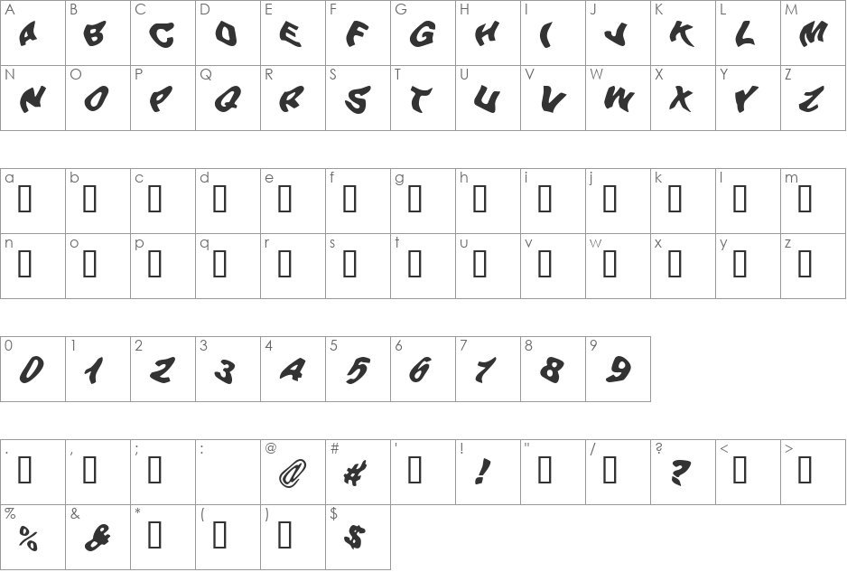 Beer Goggles font character map preview