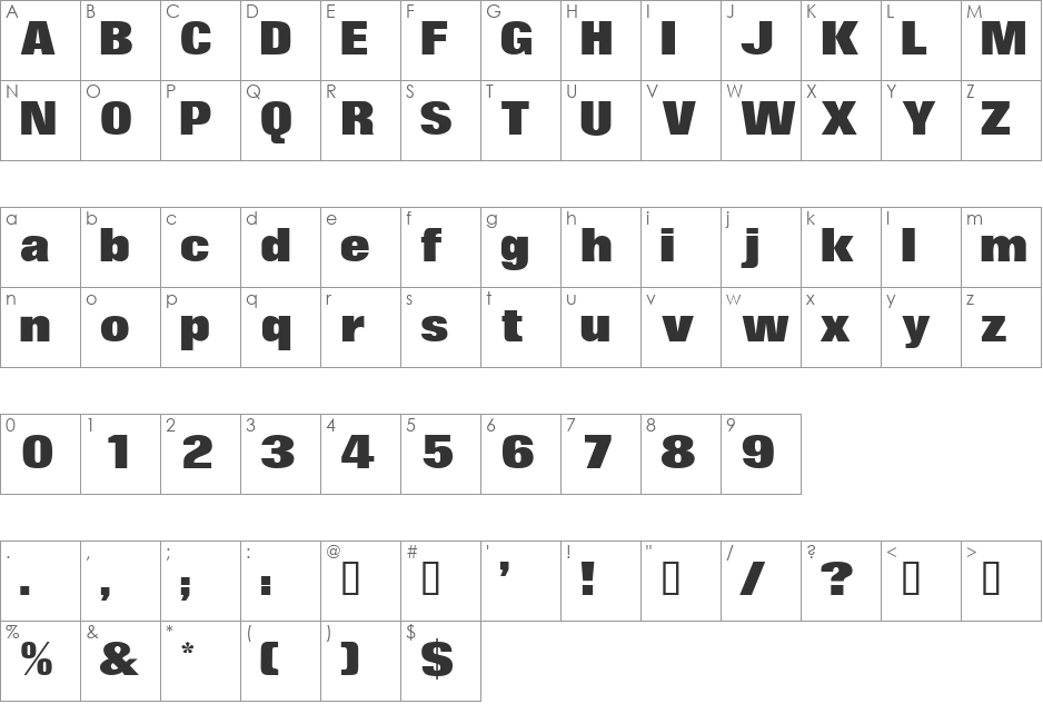 SurinDisplaySSi font character map preview