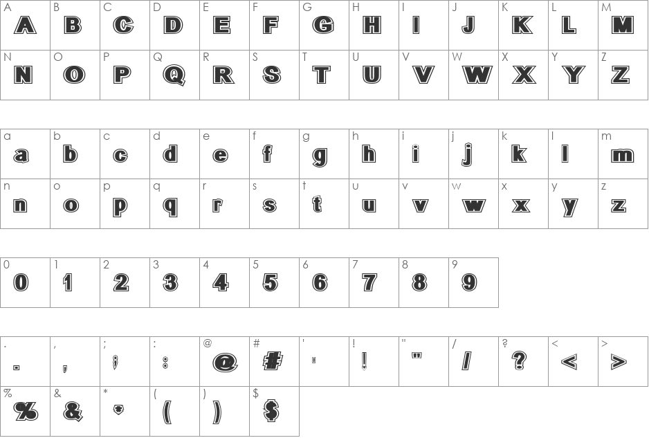 SURROUNDED large font character map preview
