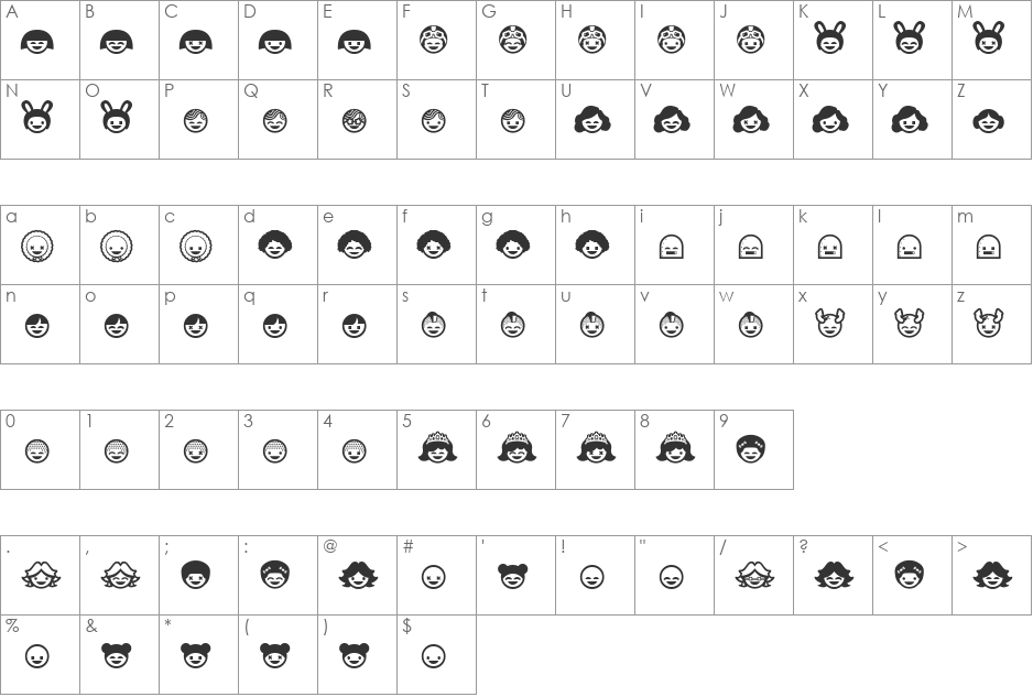 Sushi High font character map preview