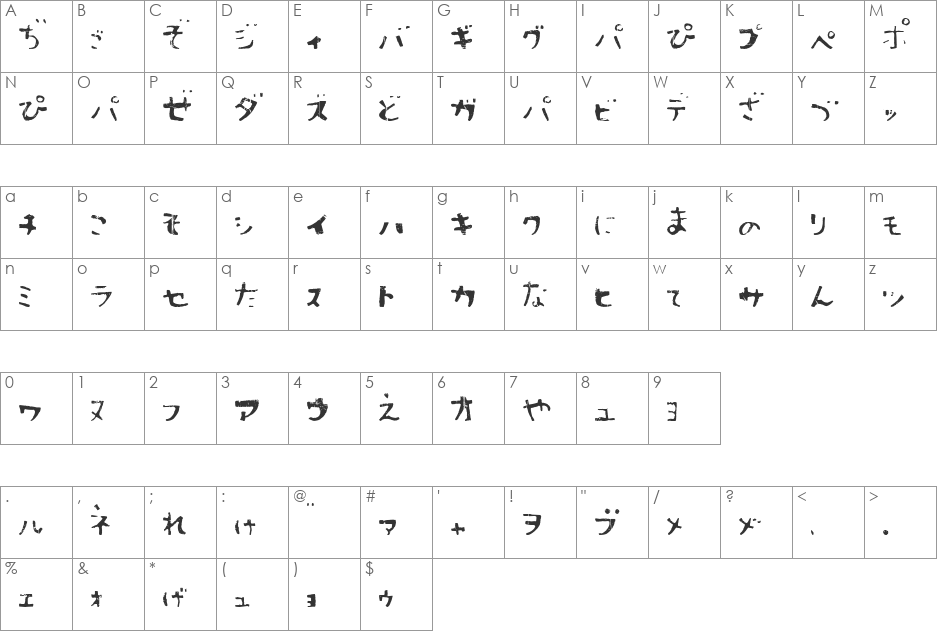 Sushitaro font character map preview