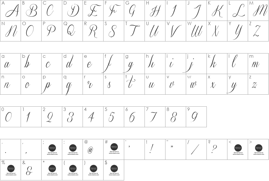 Sverige Script Decorated Demo font character map preview