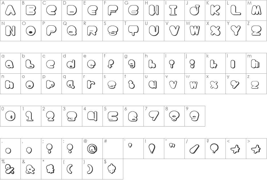 BEER08-A NICKEY font character map preview