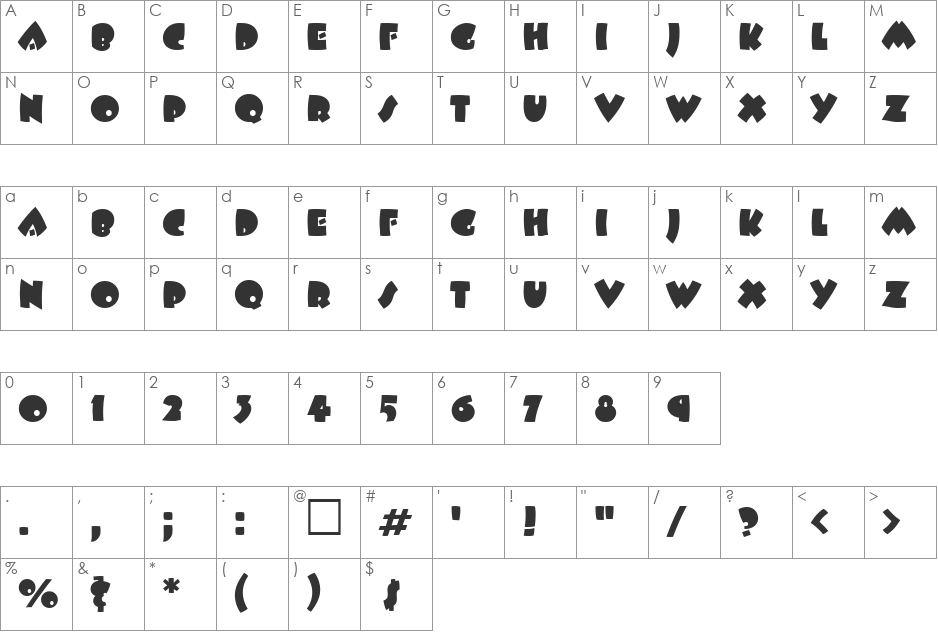 BeeskneesCTT font character map preview