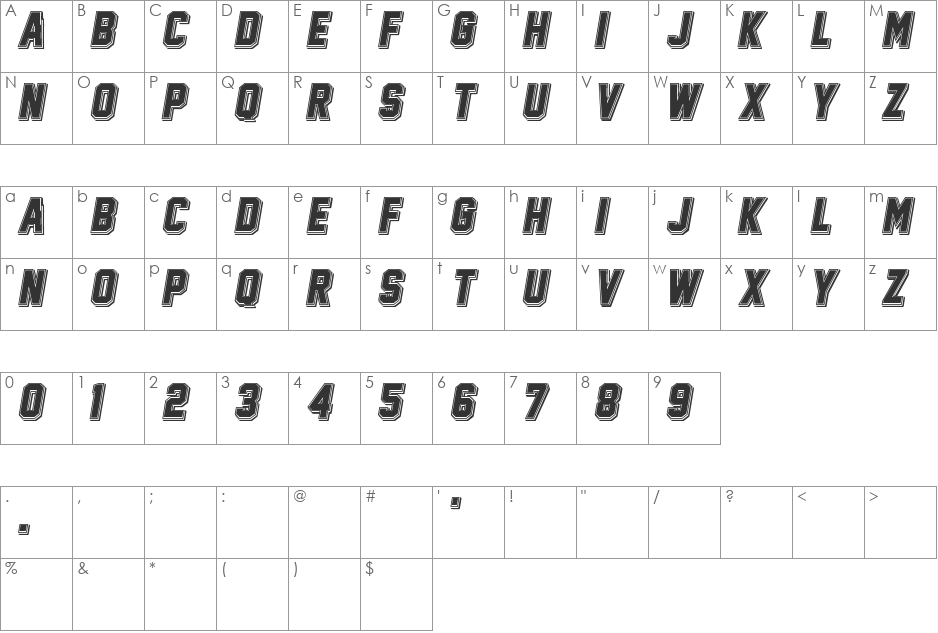Sweet Jersey font character map preview