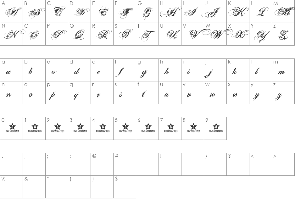 SWEETCORRECTION ROTH font character map preview