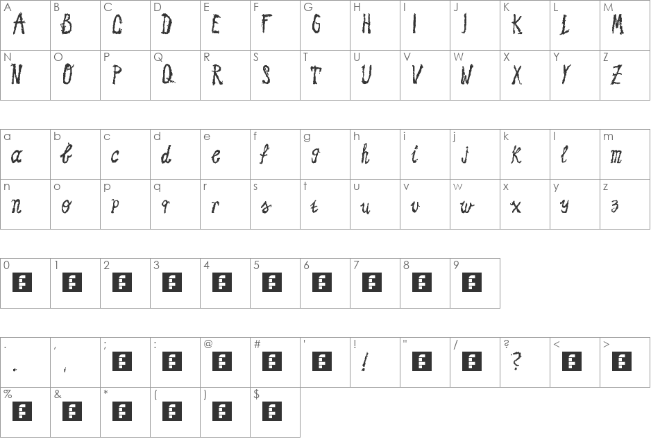 Sweetdead leiche font character map preview
