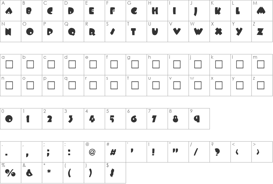 BeesWax font character map preview