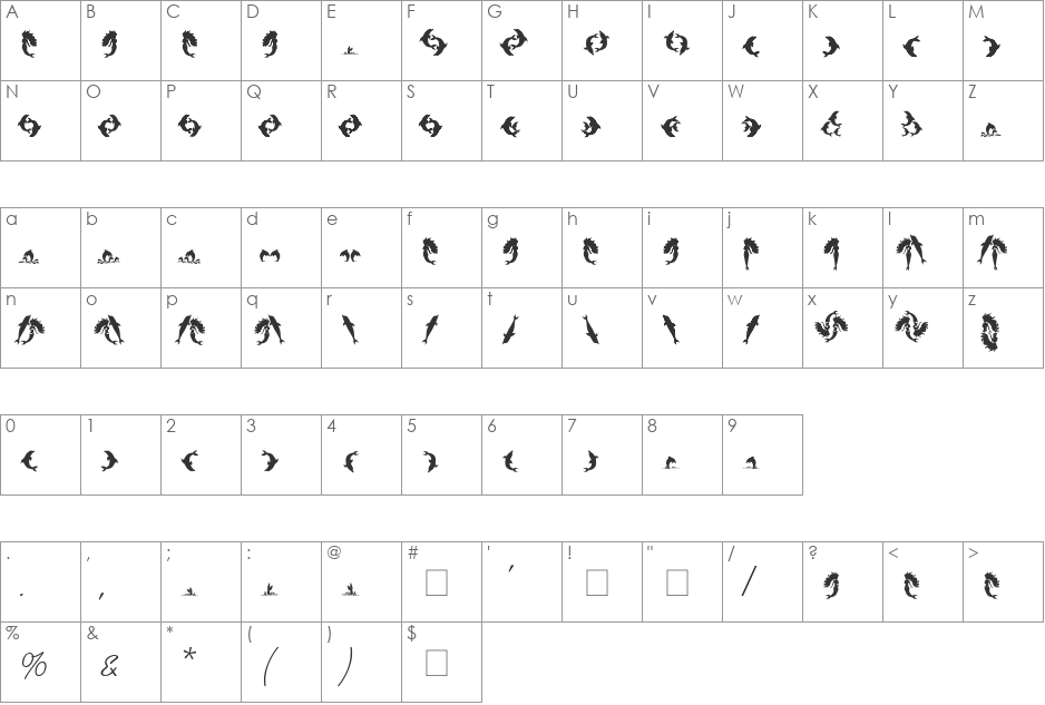 Swenson font character map preview