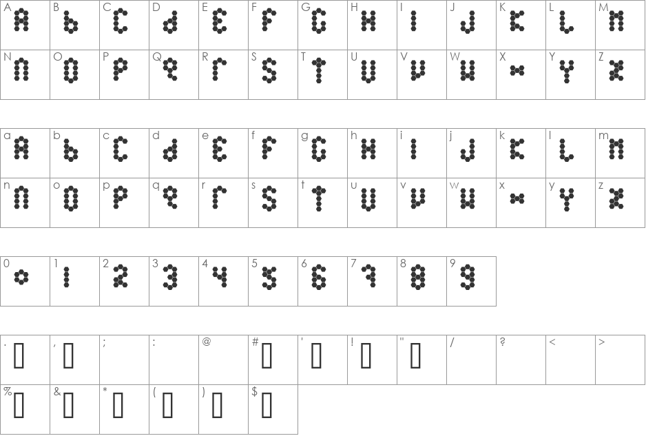 Beetype font character map preview