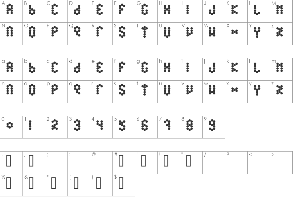 Beetype Filled font character map preview