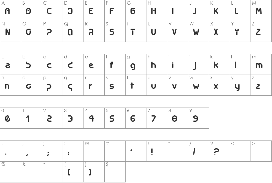 Swish font character map preview