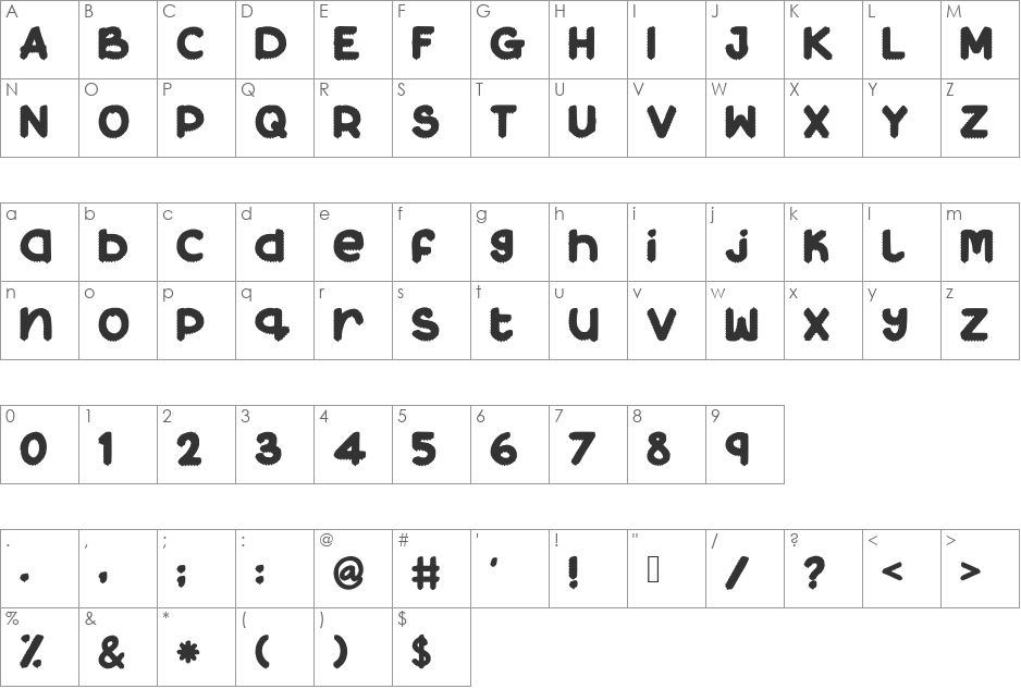 BeeYourShelf font character map preview