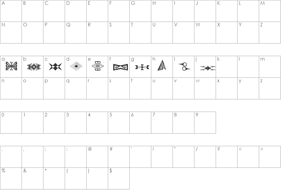 swmotif2 font character map preview