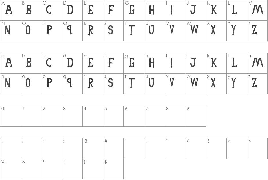 Before and afther font character map preview