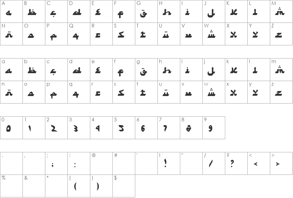 Syawal Khidmat font character map preview