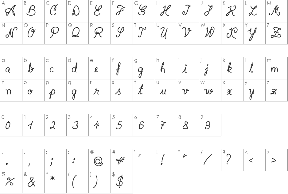 Syera InLine font character map preview