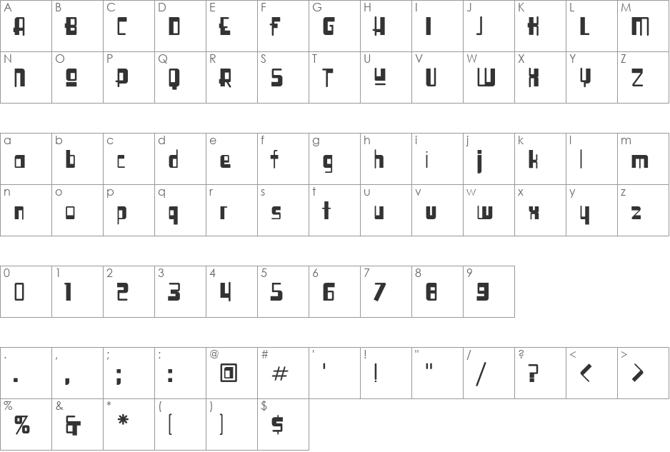 SyllogonICG font character map preview