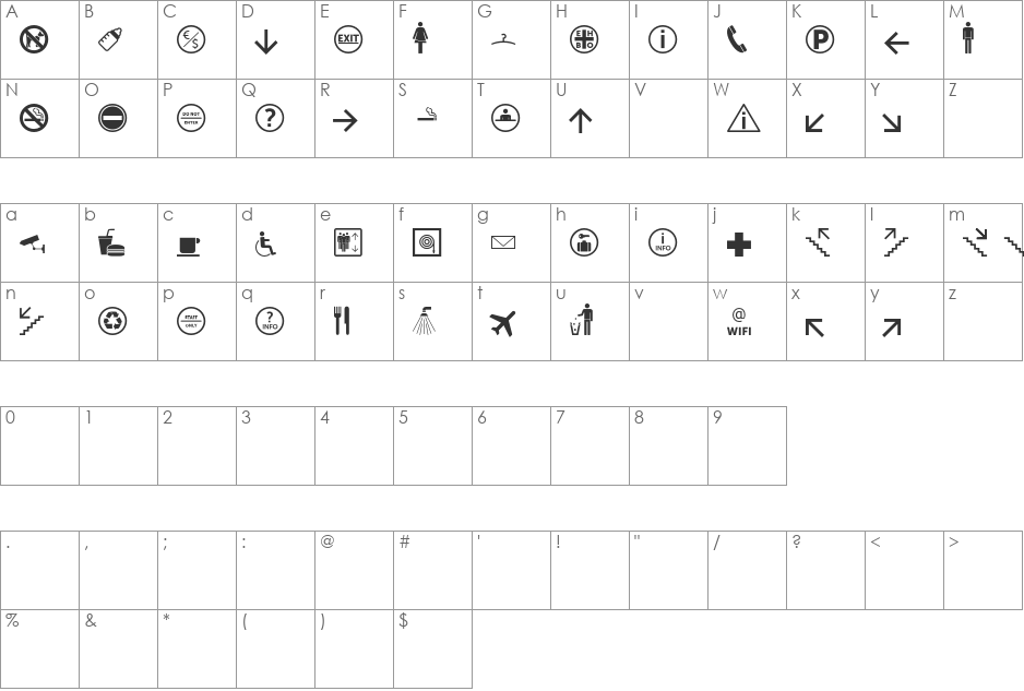 Symbol Signs font character map preview