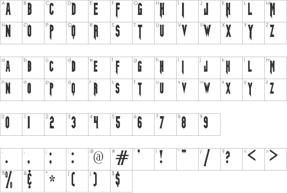 SYNCED font character map preview