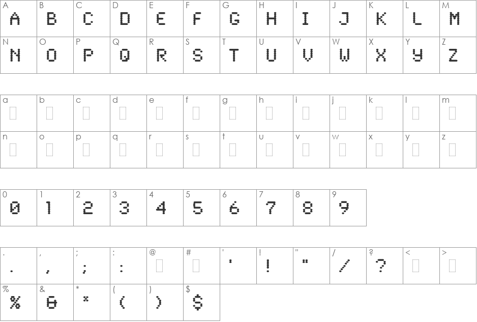 Synchro Beta font character map preview
