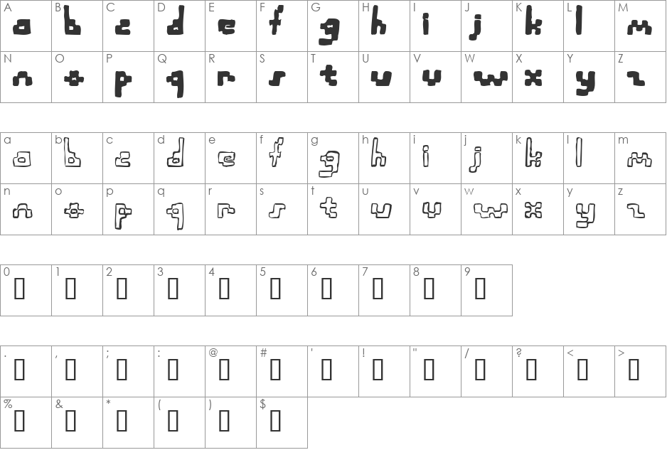 SyntacticLower font character map preview
