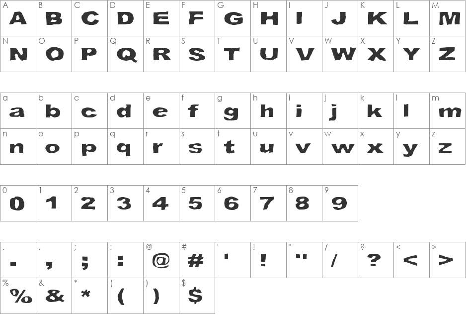 Syntax Error font character map preview