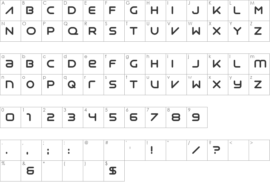 Syntha font character map preview