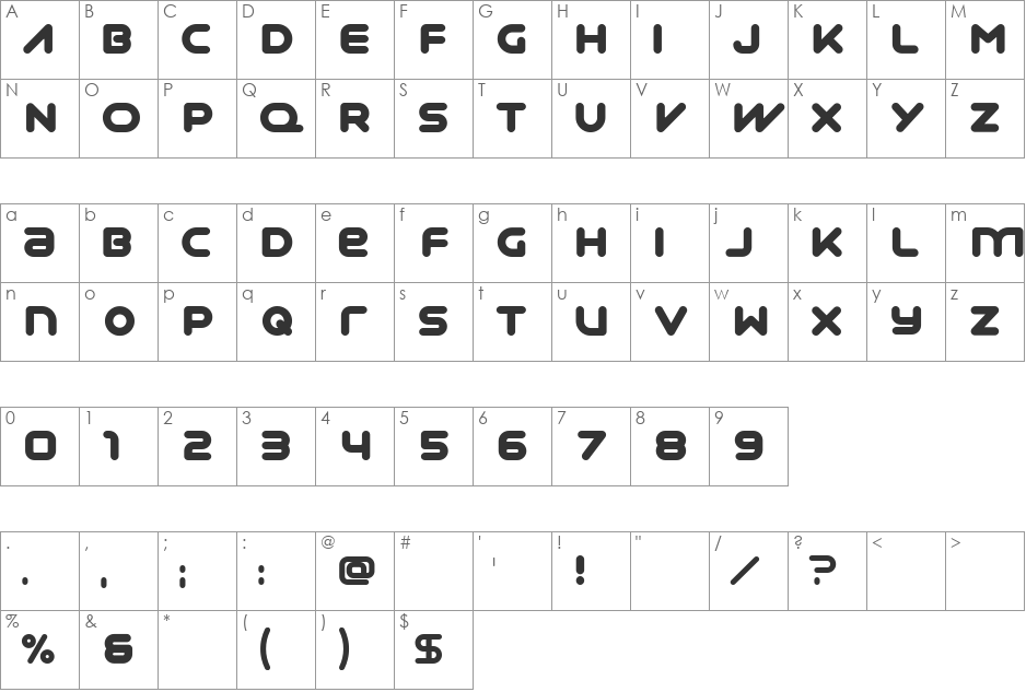 Syntha font character map preview