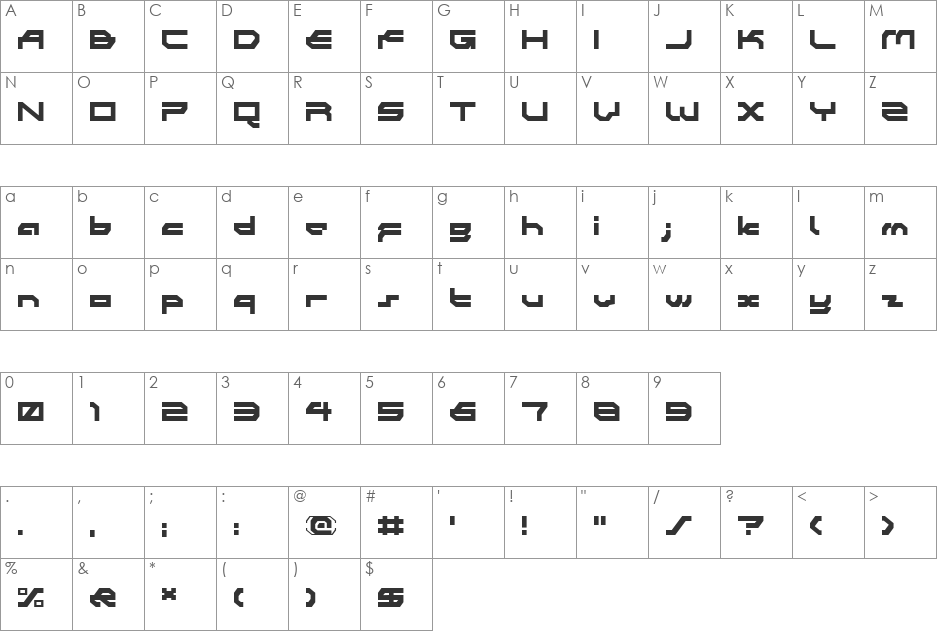 Synthek Regular LDR font character map preview