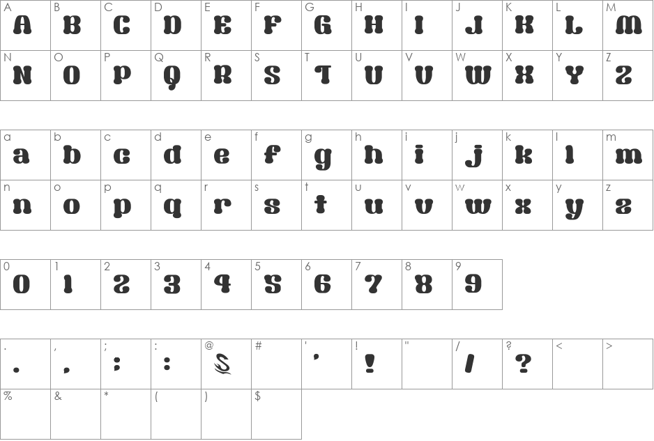 Syouwa Retro Pop__G font character map preview