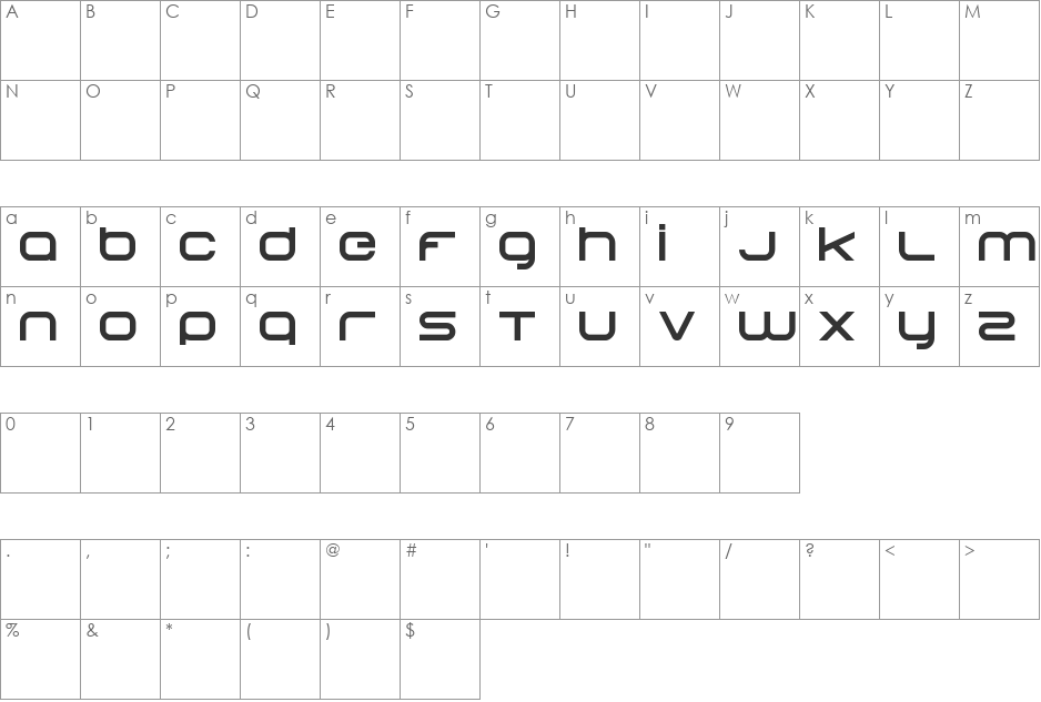 Begok font character map preview