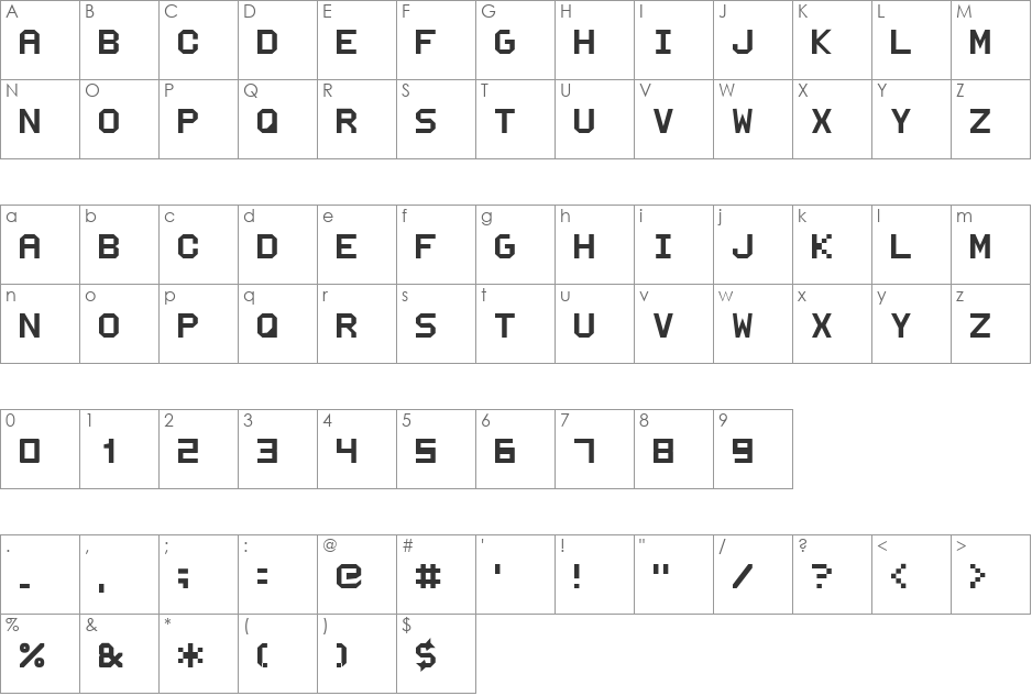 sysFrag font character map preview
