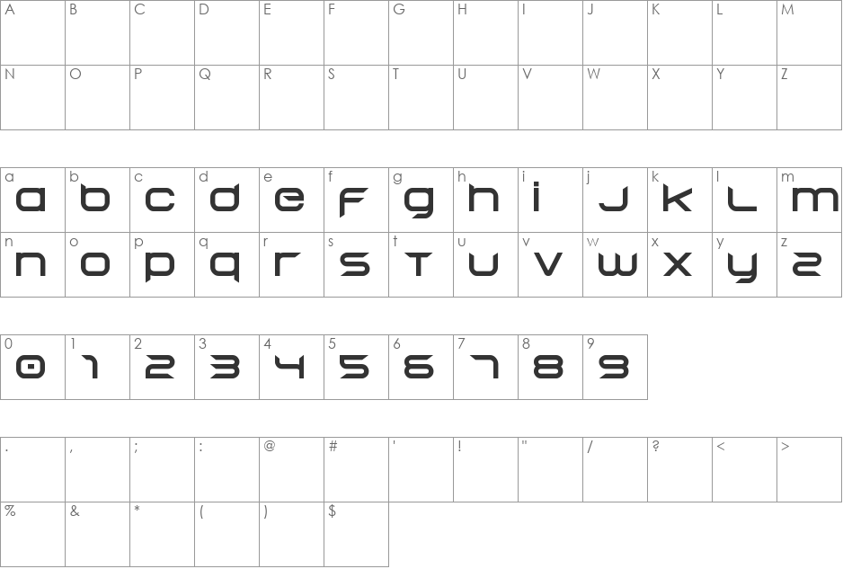 Begok v15 font character map preview