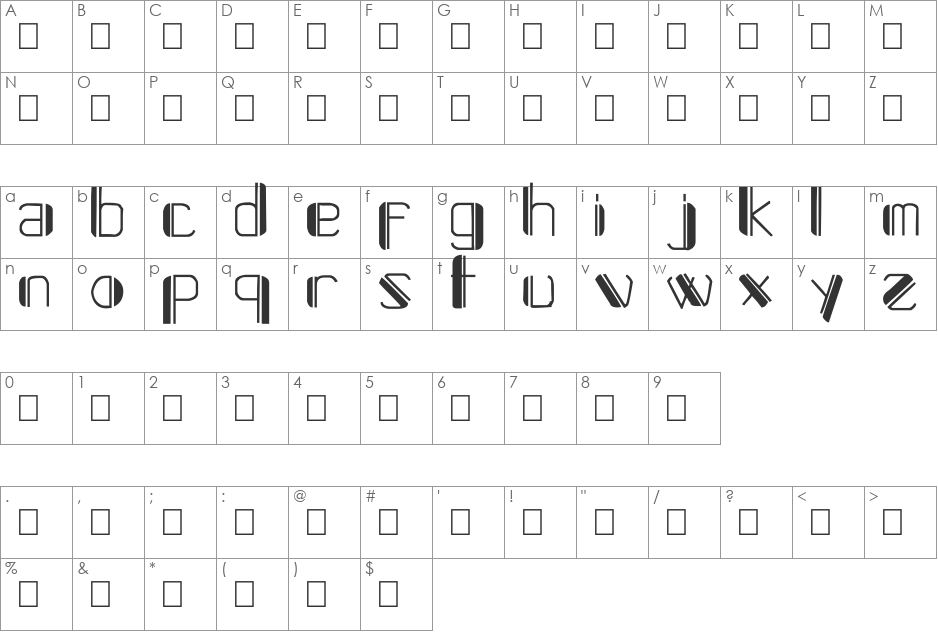 Systeme Robraille font character map preview