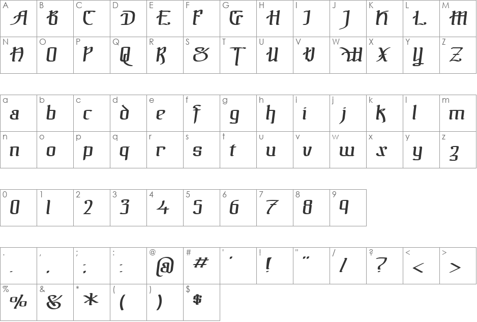 !The Black Bloc font character map preview
