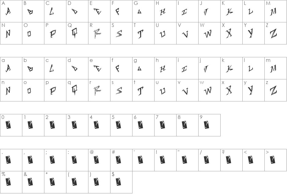 TableShank font character map preview