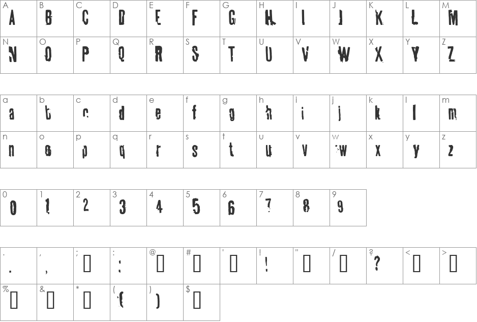tablhoide font character map preview