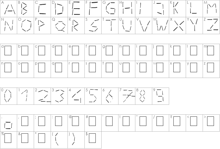 tacker font character map preview