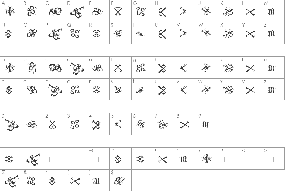 Tacklebox font character map preview