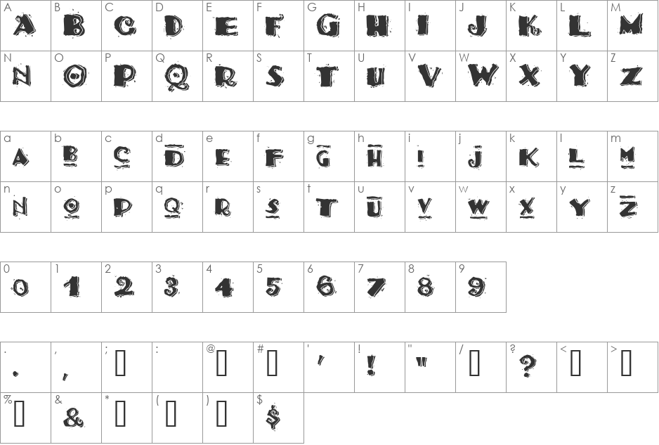 Taco font character map preview