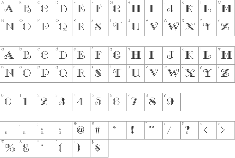 TACOMA font character map preview