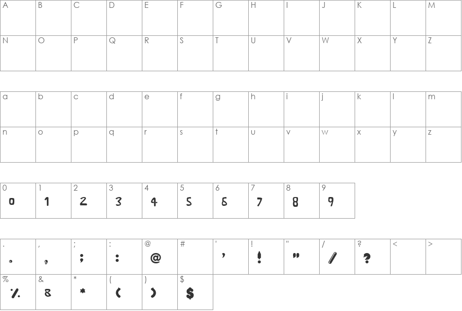 Tadaaki Hebrew font character map preview