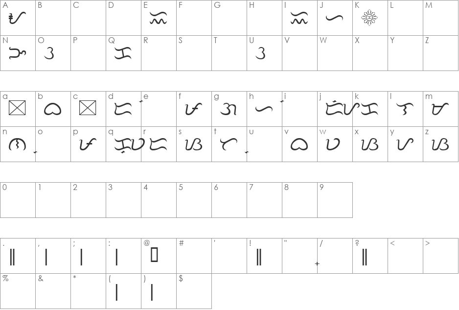 Tagalog Stylized font character map preview