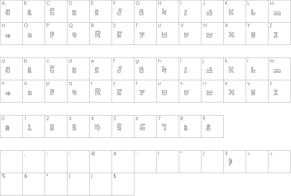Tagi Securite font character map preview