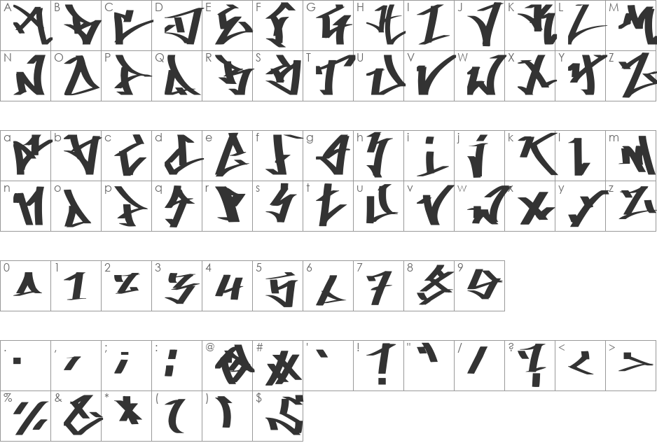 TAGish. font character map preview