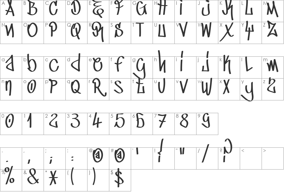 TAG_CRE font character map preview
